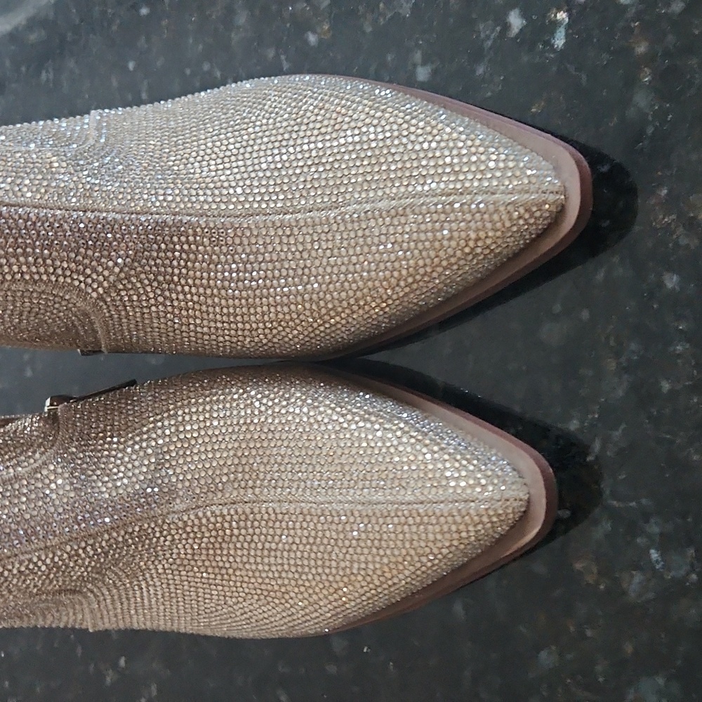 New Gold Sparkles Jessica Simpson Rhinestone Cowboy Booties Size 9.5 - Picture 2 of 9